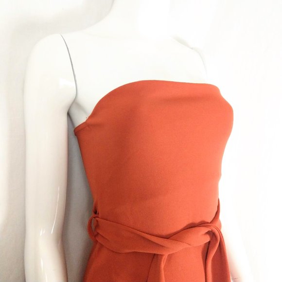 NWT Boohoo Night Strapless Burnt Orange Dress FLAW - Picture 2 of 6